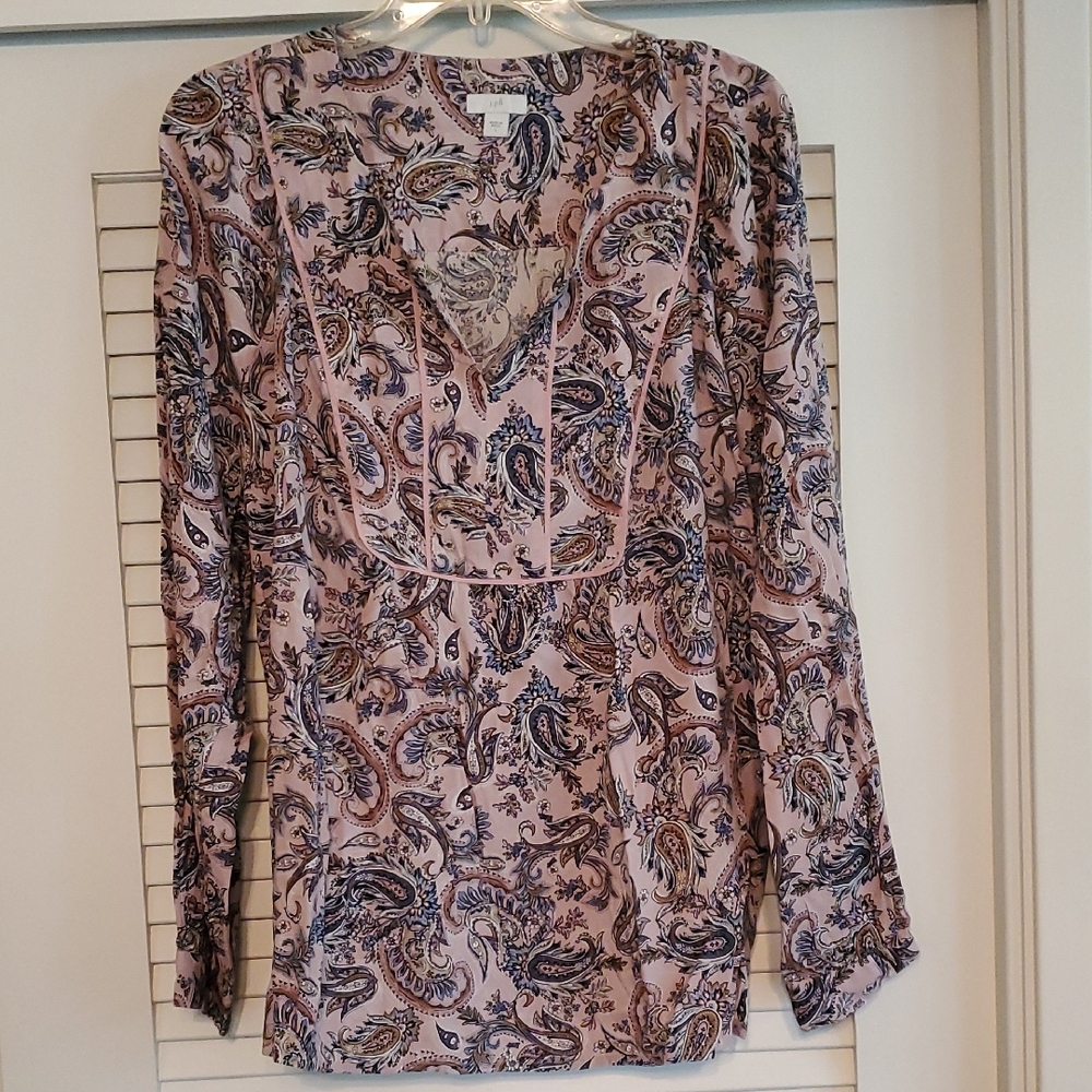 J. Jill Multicolor Paisley Blouse Size Large Long Sleeve